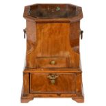 A DUTCH WALNUT WINE COOLER, 19TH C  of square pillar form with drawer and larger drawer to the base,