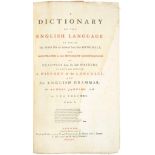 JOHNSON, SAMUEL A DICTIONARY OF THE ENGLISH LANGUAGE London, J and P Knapton [and others], 1755,