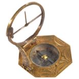 AN AUGSBURG DIAL, ANDREAS VOGLER, LATE 18TH C brass, the hour ring with needle gnomon and divided