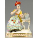 A MEISSEN FIGURE OF SMELL FROM THE FIVE SENSES, 20TH C  after the model by Johann Carl Schoenheit,