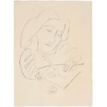 PABLO PICASSO (1881-1973)  A WOMAN WRITING (1948)  etching from Vingt Poemes Luis  de Gongora y