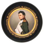 A VIENNA STYLE PORCELAIN CABINET PLATE, C1900  painted with Napoleon Boneparte in raised gilt and