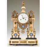 A LOUIS XVI ORMOLU MOUNTED MARBLE CLOCK, LATE 18TH C  with enamel dial, pierced hands and date