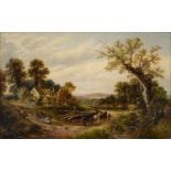 THOMAS  THOMAS (1821- C1900) VIEW NEAR HOLME LACEY HEREFORDSHIRE signed, inscribed verso, oil on