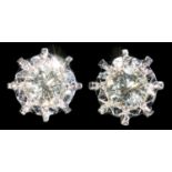 A PAIR OF DIAMOND EAR STUDS  with round brilliant cut diamonds mounted in white gold, 6mm,  2g