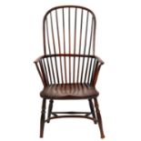 A  YEW WOOD HIGH STICK BACK WINDSOR ARMCHAIR, THAMES VALLEY AND CHILTERNS, C1820-40  with elm