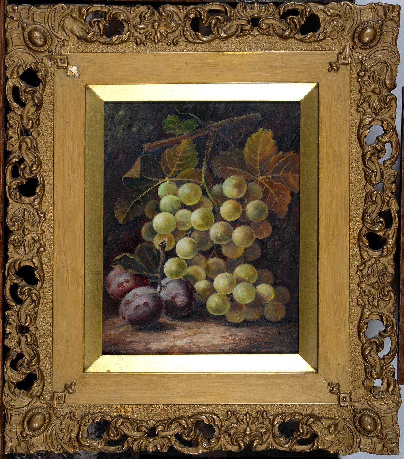 CIRCLE OF OLIVER CLARE   STILL LIFE WITH PLUMS AND WHITE GRAPES; STILL LIFE WITH BLACK GRAPES AND - Image 2 of 6