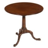 A MAHOGANY AND STAINED WOOD TRIPOD TABLE  with birdcage action, 65cm h Restorations and repolished