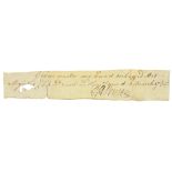CAPTAIN GEORGE  ANSON BYRON, RN  (1758-1793) END OF A DOCUMENT SIGNED IN INK GIVEN UNDER MY HAND