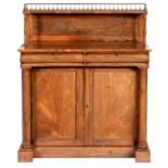 A WILLIAM IV ROSEWOOD CHIFFONIER, C1835  with finely turned gallery and panelled upstand, fitted