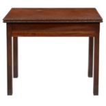 A GEORGE III MAHOGANY TEA TABLE, LATE 18TH C  the edge of the rectangular top carved with