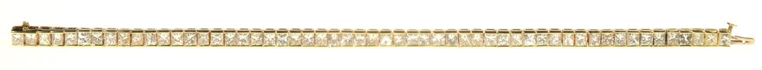 A DIAMOND LINE BRACELET with princess cut diamonds of approx 10ct in total, in gold, 179mm l, marked - Image 2 of 3