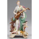 A MEISSEN FIGURE OF AN ALLEGORY OF HEARING FROM THE FIVE SENSES, LATE 19TH C  after the  model by