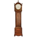 A FIGURED MAHOGANY EIGHT DAY LONGCASE CLOCK J COOK CAMBRIDGE, EARLY 19TH C  with slightly convex