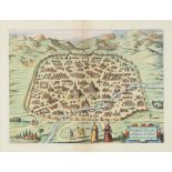 GEORG BRAUN (JAN JANSSON) DAMASCUS double page engraved map 1657 or later,  hand coloured, 33 x