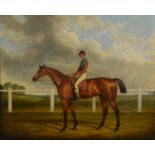 WILLIAM HENRY DAVIS (C1795-1885)  PORTRAIT OF THE RACEHORSE "HIGHFLYER" WITH JOCKEY UP  signed