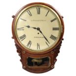 A BRASS INLAID MAHOGANY ROSEWOOD DROP CASE WALL TIMEPIECE HALLAM & SON, NOTTINGHAM MID 19TH C   with