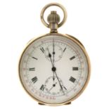 A SWISS SILVER CHRONOGRAPH POCKET WATCH No 43464, the bright finished movement marked 342-414,