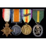 WORLD WAR ONE GROUP OF FOUR 1914-15 Star, British War Medal, Victory Medal with 'mention' emblem and