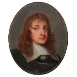 ENGLISH SCHOOL, LATE 17TH CENTURY A YOUNG MAN  with long light brown hair, in a lace collar, oil