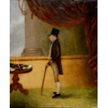 BRITISH NAIVE ARTIST, 19TH CENTURY    PORTRAIT OF A GENTLEMAN   small, full length with black hat,