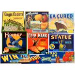 ADVERTISING.  USA COLOUR PRINTED PICTORIAL FRUIT AND VEGETABLE LABELS, MID 20TH C various brands