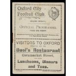 FOOTBALL PROGRAMME. OXFORD CITY FC  SEASON 1910-11  16pp