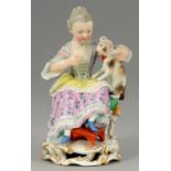 A MEISSEN FIGURE OF A SEATED GIRL WITH A CAT, 19TH C  12.5cm h, impressed 36, 53, incised B94,