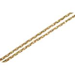 A GOLD LONG CHAIN, LATE 19TH C  approx 155cm, marked 9ct, 27.5g Light wear consistent with age, no