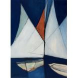 MICHAEL PRAED (1941-) SAILING CRAFT WITH DARK BLUE signed, gouache, 41 x 29cm and a colour print