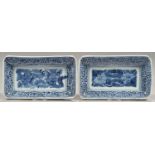 A PAIR OF CHINESE BLUE AND WHITE  DISHES, 19TH OR 20TH C  painted with two peonies, the cavetto with