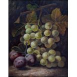 CIRCLE OF OLIVER CLARE   STILL LIFE WITH PLUMS AND WHITE GRAPES; STILL LIFE WITH BLACK GRAPES AND