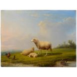 FRANCOIS VANDEVERDONCK (1848-1875)    SHEEP IN A LANDSCAPE   signed and dated 1864, signed again and