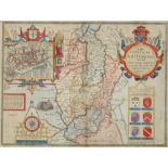 JOHN SPEED NOTTINGHAMSHIRE DOUBLE PAGE ENGRAVED MAP 1662 hand coloured, 39 x 51.5cm