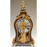 A LOUIS XV BOULLE BRACKET CLOCK, 18TH C,  THE ENGLISH MOVEMENT C1840  inlaid in cut brass on a