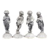 GARDEN STATUARY. A SET OF FOUR LEAD FIGURES OF THE INFANT SEASONS, C MID 20TH C on octagonal base,
