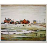 LAURENCE STEPHEN LOWRY,  RA (1887-1976)  LANDSCAPE WITH FARM BUILDINGS  reproduction printed in