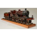 A BASSETT-LOWKE LIVE STEAM O GAUGE MIDLAND RAILWAY COMPOUND 4-4-0 LOCOMOTIVE AND TENDER BY BING,