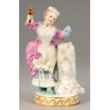 A MEISSEN FIGURE OF A GIRL WITH A DOLL, 19TH/EARLY 20TH C  after the model by Michel Victor Acier,