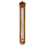 A VICTORIAN WALNUT,  INLAID AND PENWORK ALCOHOL THERMOMETER C1890  with engraved and silvered