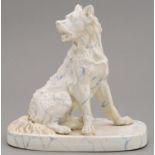 A STAFFORDSHIRE BONE CHINA MODEL OF THE HOUND OF ALCIBIADES OR JENNINGS' DOG, AFTER THE ANTIQUE,