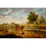 ENGLISH SCHOOL, 19TH CENTURY HARVEST  TIME   oil on canvas, 39.5 x 60cm Lined with some localised