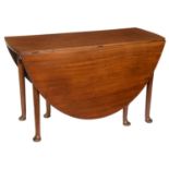 A GEORGE III MAHOGANY GATELEG TABLE, C1780  on cabriole legs, 70cm h; 121 x 160 cm