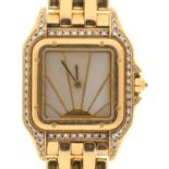 A CARTIER 18CT GOLD AND DIAMOND LADY'S WRISTWATCH, PANTHERE ref 8057915 / 08060  with mother of