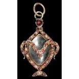A GOLD, ROCK CRYSTAL, SPLIT PEARL AND PASTE MOURNING LOCKET, LATE 18TH C  in the form of a neo