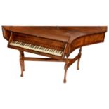 AN ENGLISH WALNUT BENTSIDE SPINET BY  JOSEPH MAHOON, EARLY 18TH C  in crossbanded and line inlaid