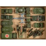 FIFTEEN DINKY AND OTHER DIE CAST MILITARY VEHICLES, INCLUDING AN AMBULANCE Condition report