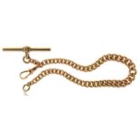 A 9CT GOLD FOB CHAIN WITH T-BAR, 21CM L, BIRMINGHAM C1900, 19.8G Condition report  Good condition,