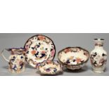 A MASON'S IRONSTONE MANDALAY PATTERN JUG, VASE, BOWL, DISH AND PLATE, VARIOUS SIZES, PRINTED MARK