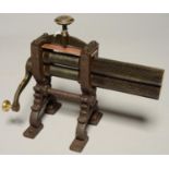 A CAST IRON AND BRASS FLUTING / CRIMPING MACHINE, LATE 19TH C, 22CM H Condition report  Restored